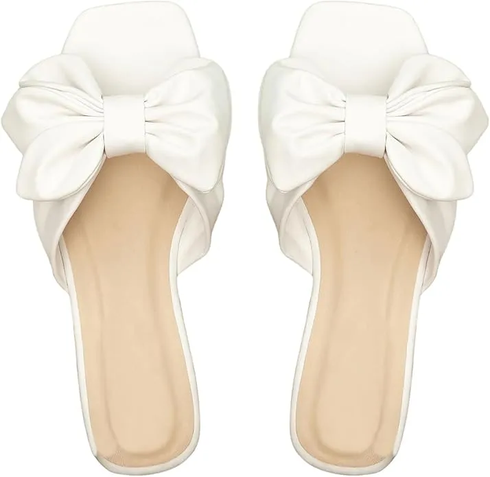 Women's Bowknot Flat Satin Sandals - Product Image Needed