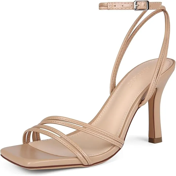 Strappy Satin Heeled Sandals - Product Image Needed