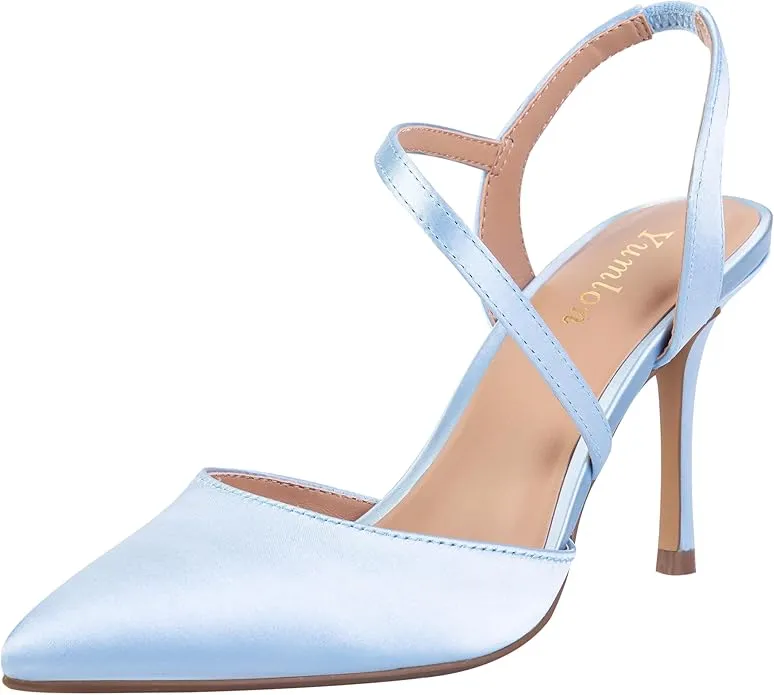 Blue Satin Ankle Strap Heels - Product Image Needed